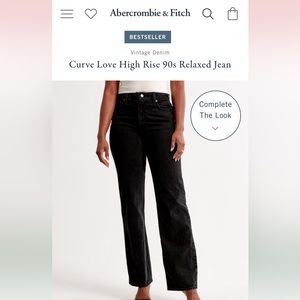 Abercrombie & Fitch Curve Love High Rise 90s Relaxed Jean (Black)